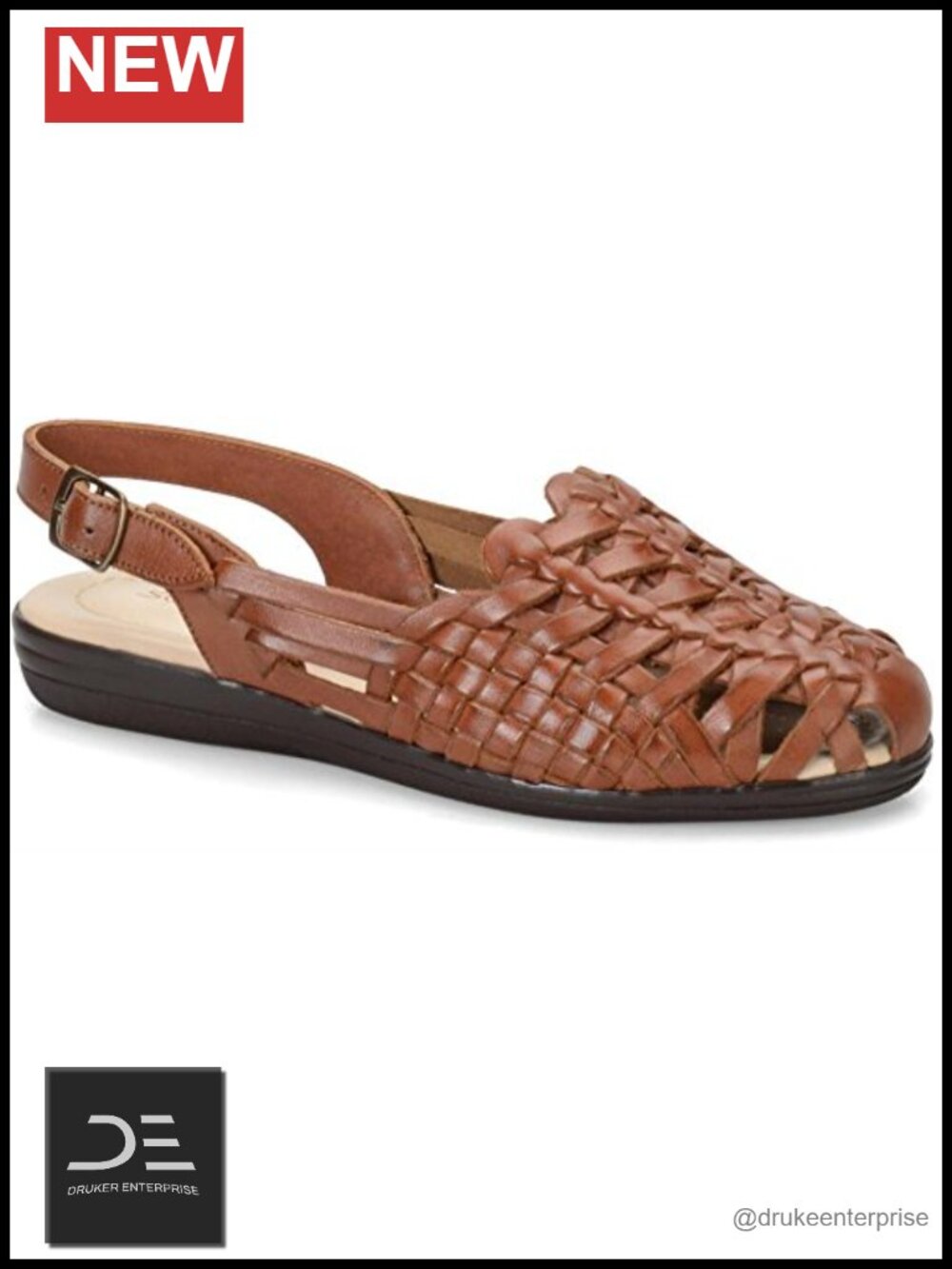 Leather Comfort Flats with Adjustable Buckle and Platform Heel